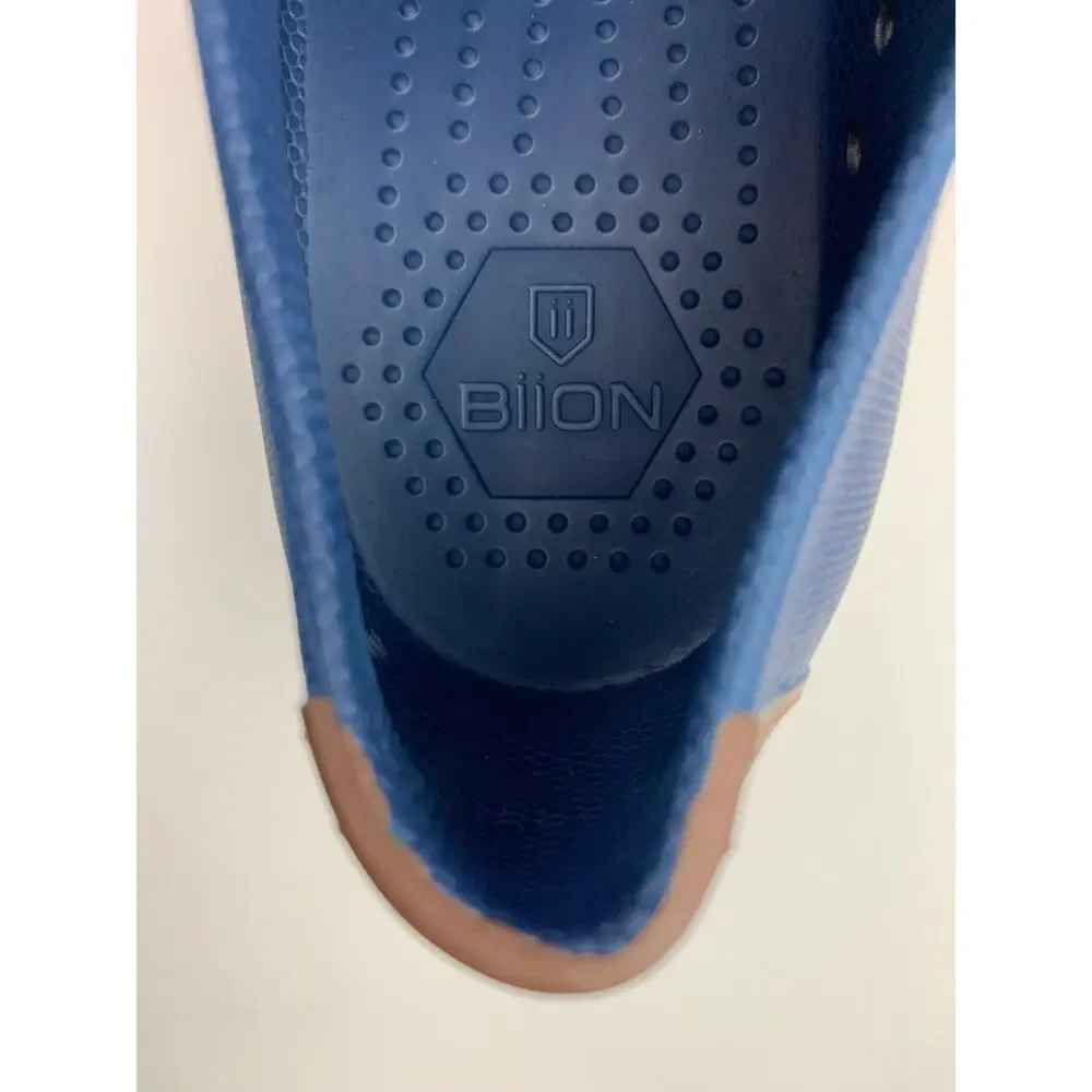 Biion The Oxford Golf Shoes Brown Blue Orange Slip On Spikeless Men's 10